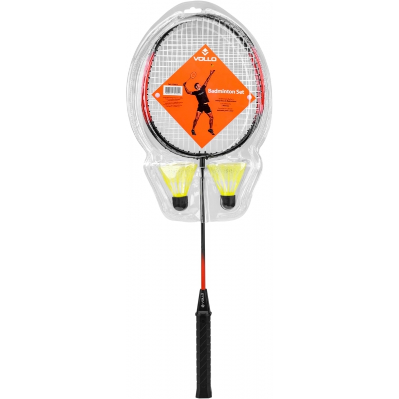 Kit Badminton 2 Raquetes e 2 Petecas Vollo Ref VB003
