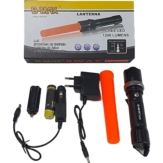 LANTERNA RECARREGÁVEL SWAT B-MAX