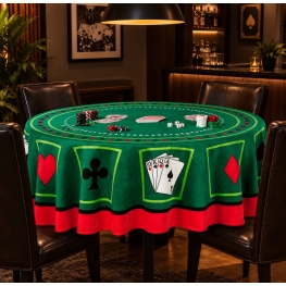 Toalha de mesa Teka Baralho  Redonda Felpuda 160 cm