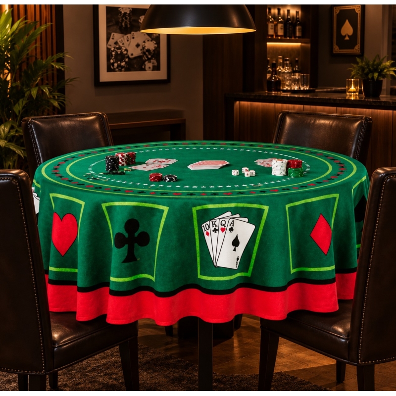 Toalha de mesa Teka Baralho  Redonda Felpuda 160 cm
