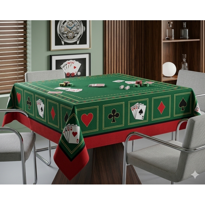 Toalha de mesa Teka Baralho  Quadrada Felpuda 140X140 cm