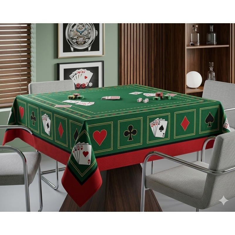 Toalha de mesa Teka Baralho  Quadrada Felpuda 140X140 cm